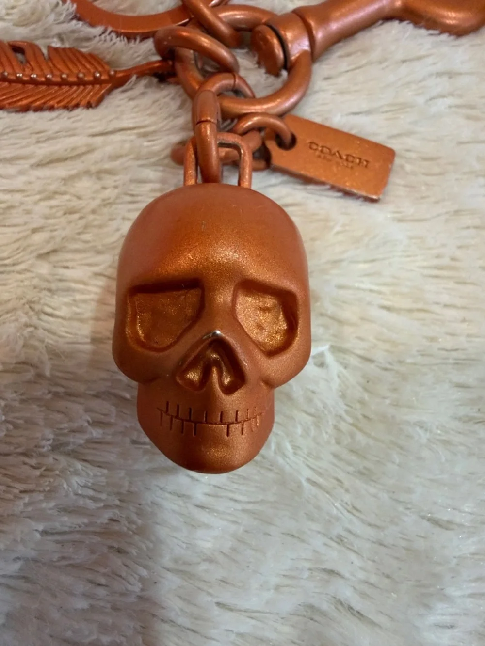 Coach Metallic Copper Feather & Charm Keychain - Picture 4 of 6